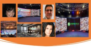 Virtual studio collage with Synergistic Six logo